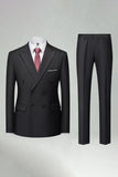 Black Slim Fit Double Breasted 2 Piece Men's Suits