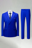 Black Slim Fit Double Breasted 2 Piece Men's Suits