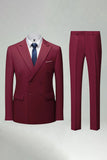 Black Slim Fit Double Breasted 2 Piece Men's Suits