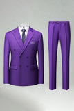 Black Slim Fit Double Breasted 2 Piece Men's Suits