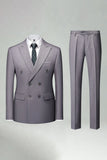 Black Slim Fit Double Breasted 2 Piece Men's Suits