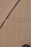 2 Piece Striped Double Breasted Khaki Men's Suits