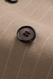 2 Piece Striped Double Breasted Khaki Men's Suits