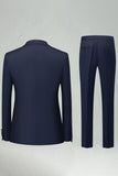 Navy Peak Lapel Slim Fit 2 Piece Men's Suits