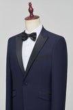 Navy Peak Lapel Slim Fit 2 Piece Men's Suits