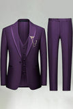 Black 3 Piece Peak Lapel One Button Men's Prom Suits