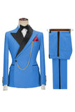 Slim Fit 2 Piece Khaki Peak Lapel Men's Suits