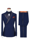 Slim Fit 2 Piece Khaki Peak Lapel Men's Suits