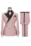 Slim Fit 2 Piece Khaki Peak Lapel Men's Suits