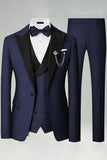 Royal Blue Slim Fit 3 Piece Peak Lapel Men's Prom Suits