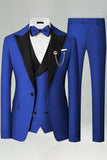 Royal Blue Slim Fit 3 Piece Peak Lapel Men's Prom Suits