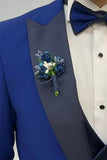Royal Blue Slim Fit 3 Piece Peak Lapel Men's Prom Suits