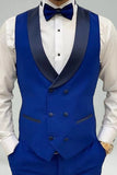 Royal Blue Slim Fit 3 Piece Peak Lapel Men's Prom Suits