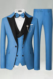 Royal Blue Slim Fit 3 Piece Peak Lapel Men's Prom Suits