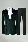 Royal Blue 2 Piece Velvet Notched Lapel Men's Prom Suits