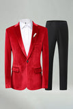 Royal Blue 2 Piece Velvet Notched Lapel Men's Prom Suits