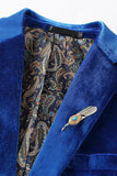 Royal Blue 2 Piece Velvet Notched Lapel Men's Prom Suits