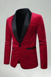 Green Velvet Shawl Lapel Beaded Men's Prom Blazer