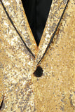 Sparkly Gold Peak Lapel Men's Prom Blazer