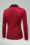 Red Shawl Lapel Beaded One Button Men's Prom Blazer