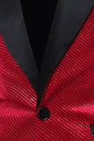 Red Shawl Lapel Beaded One Button Men's Prom Blazer
