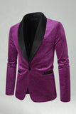 Red Shawl Lapel Beaded One Button Men's Prom Blazer