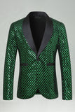 Green Sequin Shawl Lapel Men's Prom Blazer