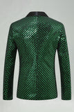 Green Sequin Shawl Lapel Men's Prom Blazer