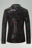 Peak Lapel Colorful Sequin One Button Men's Prom Blazer