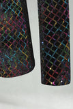 Peak Lapel Colorful Sequin One Button Men's Prom Blazer