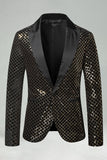 Peak Lapel Colorful Sequin One Button Men's Prom Blazer