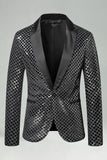 Peak Lapel Colorful Sequin One Button Men's Prom Blazer