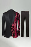 Dark Red Sequin Notched Lapel 2 Pieces Men's Prom Suits