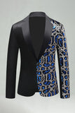 Black Golden Notched Lapel Sequin Men's Prom Blazer