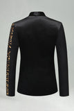 Black Golden Notched Lapel Sequin Men's Prom Blazer