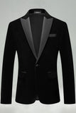Black Velvet Peaked Lapel Formal Blazer