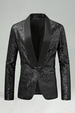 Sparkly Golden Shawl Lapel Single Buckle Men's Prom Blazer
