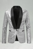 Sparkly Golden Shawl Lapel Single Buckle Men's Prom Blazer