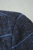 Checkered Notched Lapel Navy Men's Prom Blazer