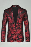 Notched Lapel Silver Jacquard Men's Prom Blazer