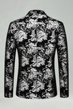 Notched Lapel Silver Jacquard Men's Prom Blazer