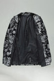 Notched Lapel Silver Jacquard Men's Prom Blazer