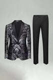 Green Jacquard 2 Pieces Shawl Lapel Men's Prom Suits