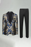 Green Jacquard 2 Pieces Shawl Lapel Men's Prom Suits