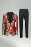 Green Jacquard 2 Pieces Shawl Lapel Men's Prom Suits
