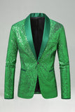 Sparkly Green Shawl Lapel Men's Prom Blazer