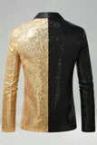 Sparkly Black Golden Shawl Lapel Single Buckle Men's Prom Blazer