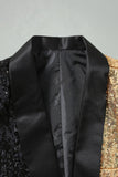 Sparkly Black Golden Shawl Lapel Single Buckle Men's Prom Blazer