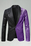 Sparkly Black Golden Shawl Lapel Single Buckle Men's Prom Blazer