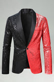 Sparkly Black Golden Shawl Lapel Single Buckle Men's Prom Blazer